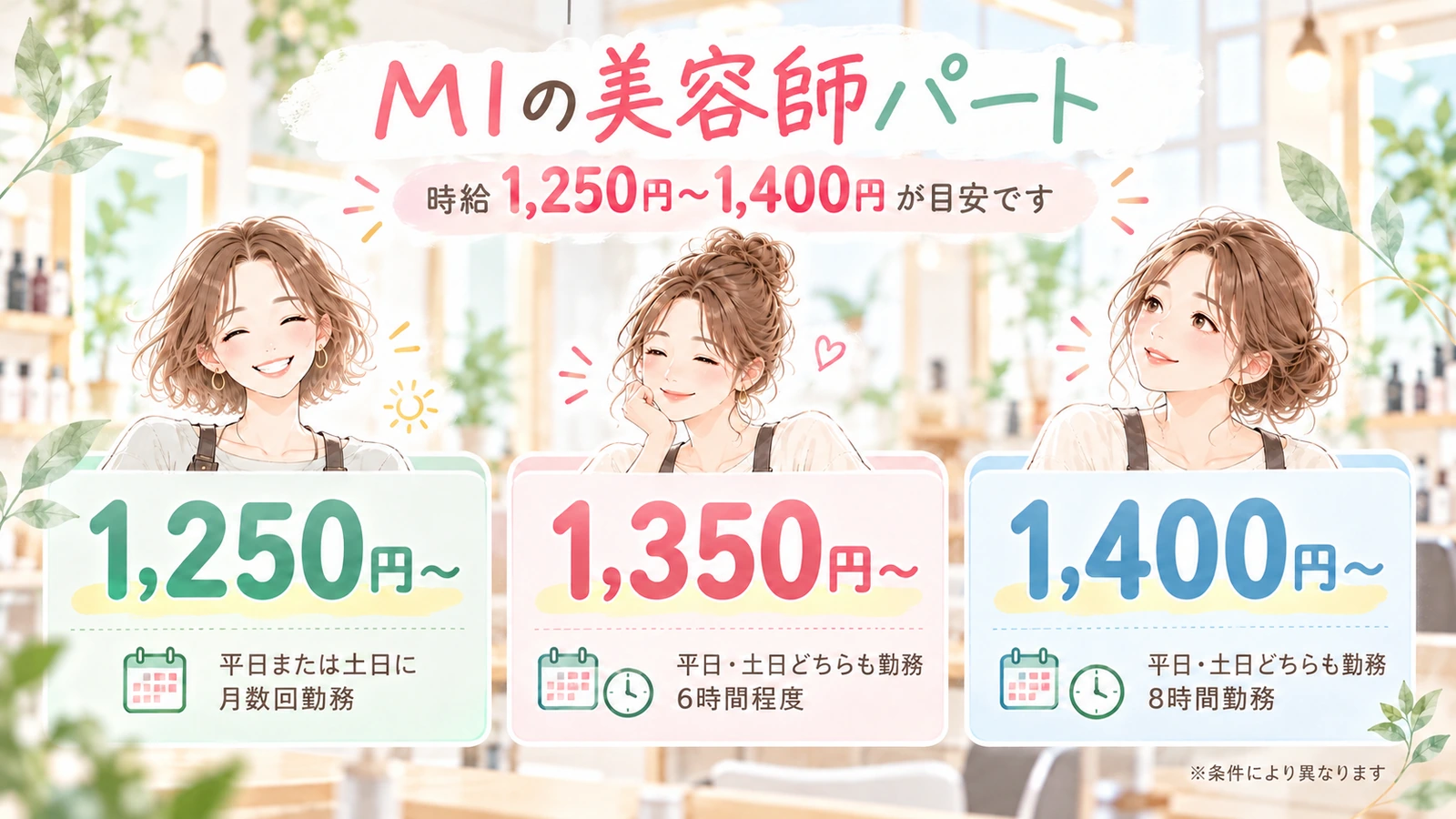 勤務時間や時給について相談するイメージイラスト