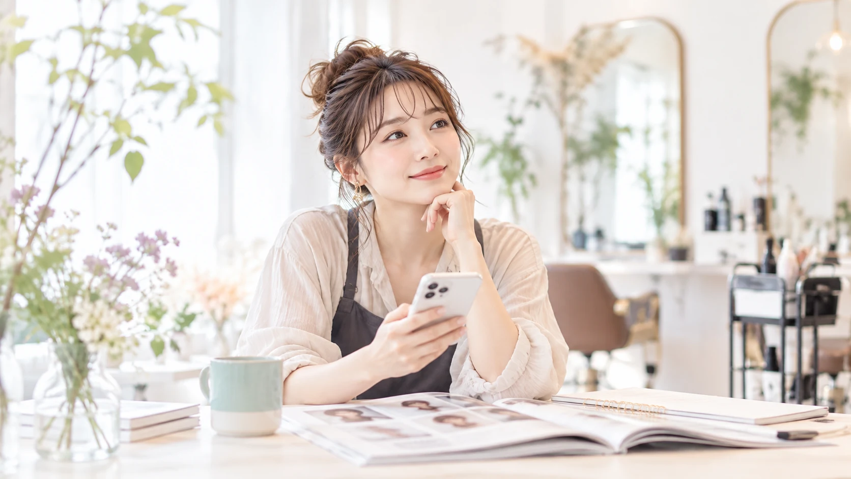 応募前に求人情報を確認する美容師のセクション画像