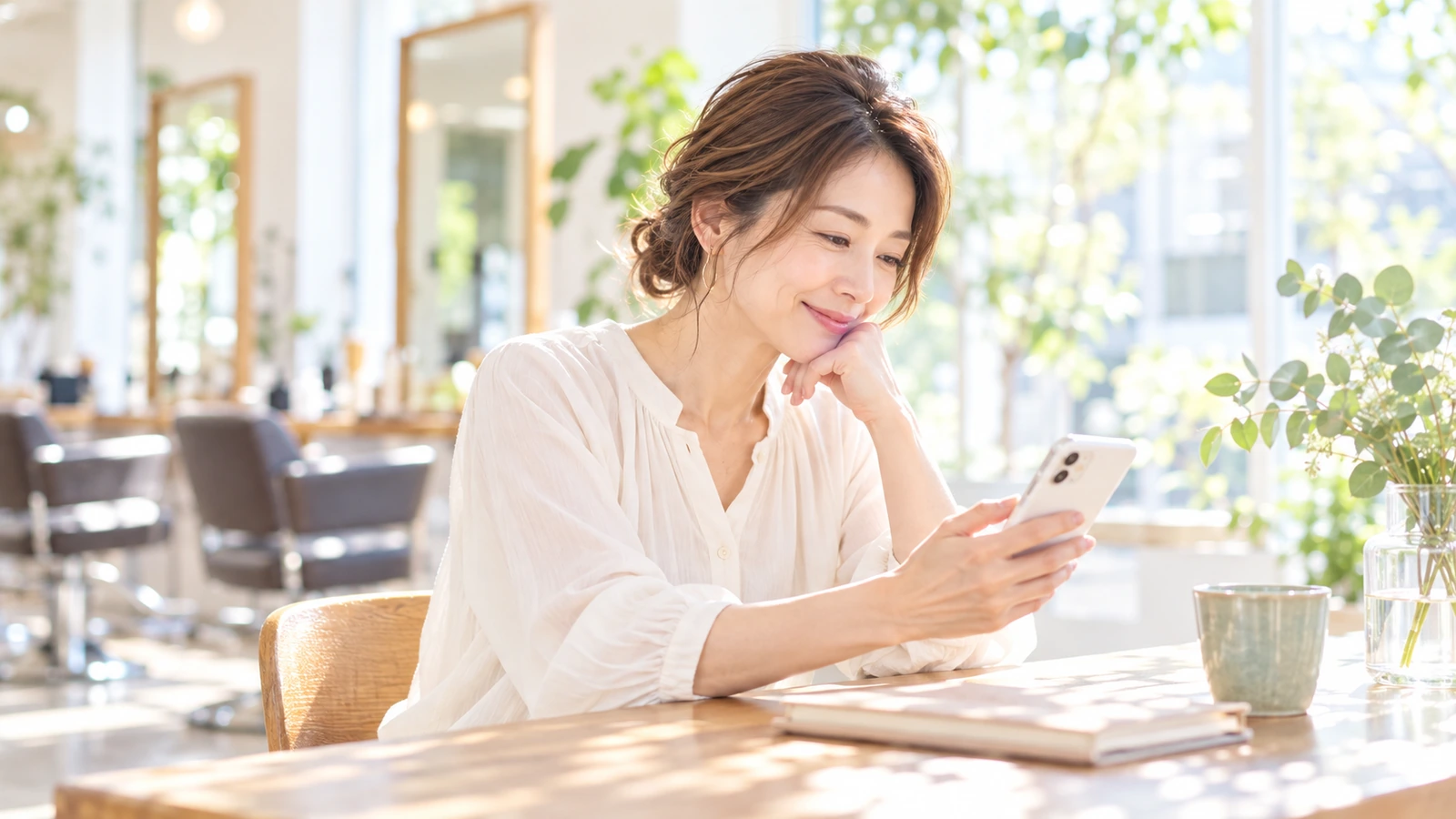 スマートフォンで働き方の疑問を相談する女性のイメージ