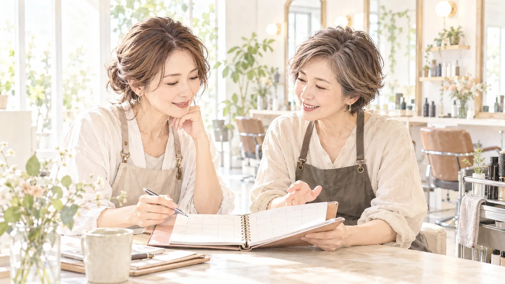 働き方と週間予定を相談する美容師